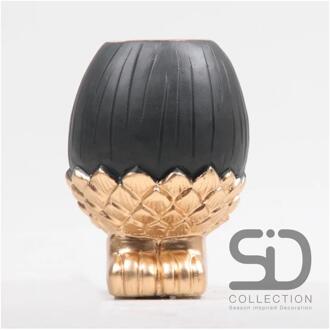 Vaas eikel op voet 8,8x8,8x13cm zwart