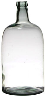 Vaas - fles vorm - transparant - B19 x H40 - glas - stijlvolle flessen bloemenvaas