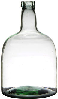 Vaas - fles vorm - transparant - B30 x H19 - glas - stijlvolle flessen bloemenvaas