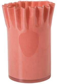 Vaas geribbeld - rood - ø15x19.5 cm