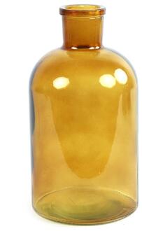 vaas - goudgeel - glas - apotheker fles - D14 x H27 cm - Vazen