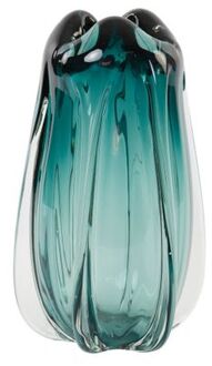 Vaas Ø21x38 cm MURELA glas turquoise Blauw
