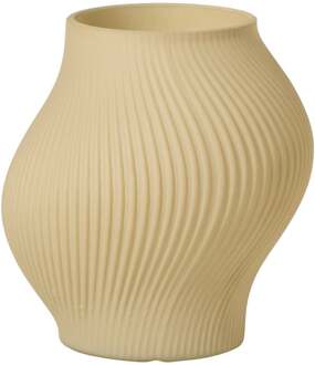 Vaas ribbel groot - beige - ø18x19 cm