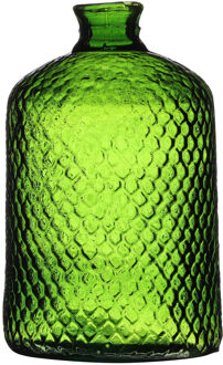 Vaas Scubs Bottle - groen geschubt - glas - D18xH31cm