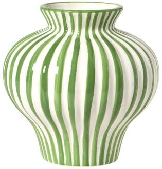 Vaas stripes - groen/wit - ø21x21 cm