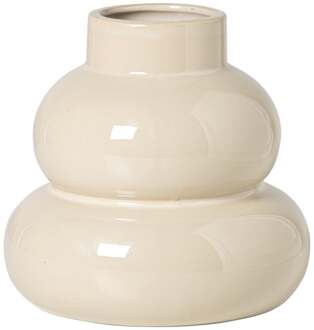 Vaas tweelaags - beige - ø16x17 cm