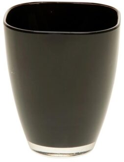 Vaas - vierkant - zwart - glas - 17 cm - woon accessoires