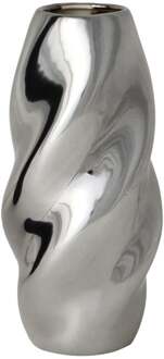 Vaas wave rond - zilverkleurig - ø10x21 cm