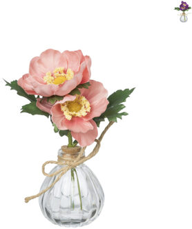 Vaasje met bloemen - diverse varianten - 17 cm Transparant