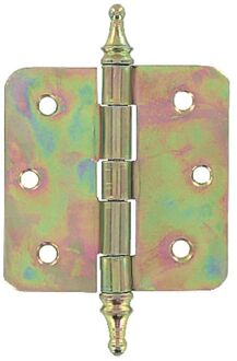 Vaasknopscharnier - Geel Verzinkt Staal - 75x75 Mm - Met Afgeronde Hoeken - 3 Stuks