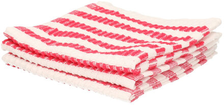 Vaatdoekjes - 3x - wit/rood - badstof - 35 x 33 cm - schoonmaakdoek