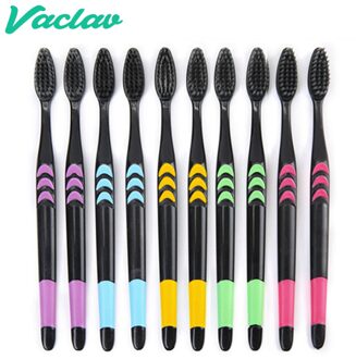 Vaclav 10 stks Tandenborstel Dubbele Ultra Zachte Tandenborstel Bamboe Houtskool Nano Tandenborstel Dental Mondhygiëneprotocol Tanden Borstel