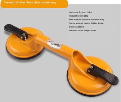 Vacuüm Zuignap Glas Lifter Krachtige Glazen Tegel Carrier Gripper Sucker Plaat Voor Glas Tegels Spiegel Graniet Lifting Tool standaard- 2 hoofd