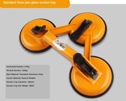 Vacuüm Zuignap Glas Lifter Krachtige Glazen Tegel Carrier Gripper Sucker Plaat Voor Glas Tegels Spiegel Graniet Lifting Tool standaard- 3 hoofd