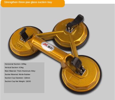 Vacuüm Zuignap Glas Lifter Krachtige Glazen Tegel Carrier Gripper Sucker Plaat Voor Glas Tegels Spiegel Graniet Lifting Tool Strengthen 3 hoofd