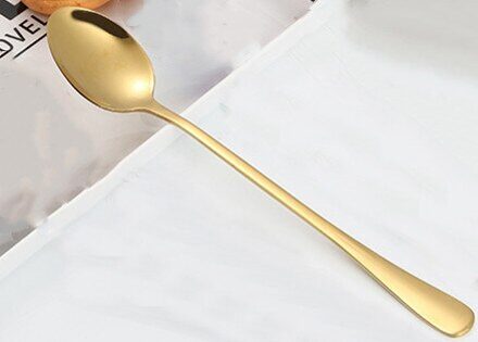 Vacuum Plating Roestvrij Staal Koffie Lepel Lange Steel Thee Lepels Keuken Drinken Bestek Leuke Koreaanse Lepel 1stk Pointed goud