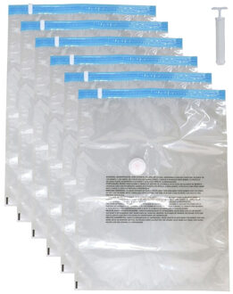 Vacuumzakken voor kleding/textiel - opbergzakken - 6x - transparant - 80 x 100 cm - met pomp