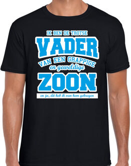 Vader en zoon fun kado t-shirt zwart voor heren - cadeau shirt / vaderdag S