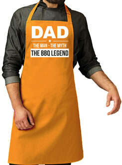 Vaderdag cadeau schort - dad the bbq legend - geel - keukenschort - verjaardag