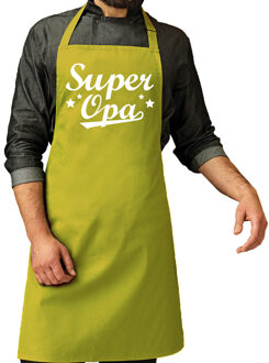 Vaderdag cadeau schort - super opa - lime groen - keukenschort - verjaardag