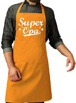 Vaderdag cadeau schort - super opa - oranje - keukenschort - BBQ - verjaardag