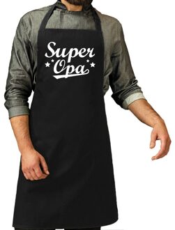 Vaderdag cadeau schort - super opa - zwart - keukenschort - BBQ - verjaardag