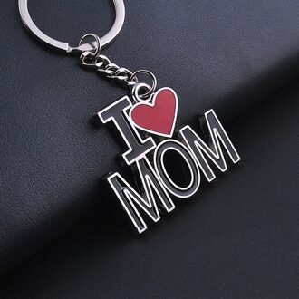 Vaderdag I Love Dad Sleutelhanger Super Papa Sleutelhanger Ring Houder Metalen Liefde Papa Vader Festival love mom