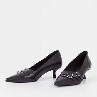 Vagabond Damesschoenen Vagabond Shoemakers Lykke Leather Kitten Heeled Court Shoes in Black Zwart