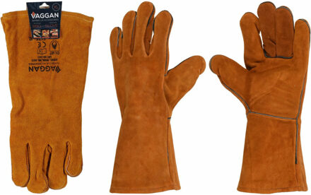 VAGGAN BBQ handschoenen - leder - camel bruin - hittebestendig