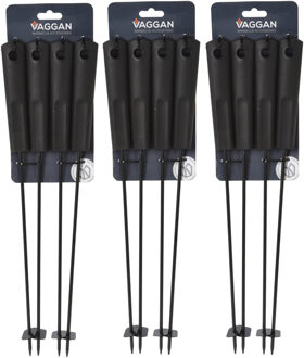 VAGGAN BBQ spiezen - 12x stuks - metaal - 44 cm - vleespennen voor vlees - barbecue accessoires