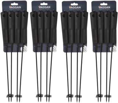VAGGAN BBQ spiezen - 16x stuks - metaal - 44 cm - vleespennen voor vlees - barbecue accessoires