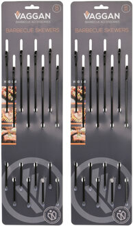 VAGGAN BBQ spiezen - 16x stuks - RVS - 40 cm - vleespennen voor vlees - barbecue accessoires