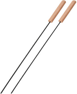 VAGGAN BBQ spiezen - 2x stuks - metaal - 48 cm - vleespennen voor vlees - barbecue accessoires