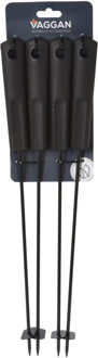 VAGGAN BBQ spiezen - 4x stuks - metaal - 44 cm - vleespennen voor vlees - barbecue accessoires