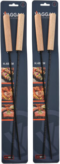 VAGGAN BBQ spiezen - 4x stuks - metaal - 48 cm - vleespennen voor vlees - barbecue accessoires