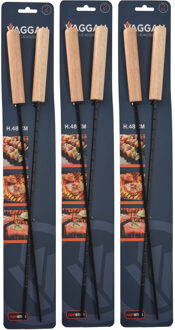 VAGGAN BBQ spiezen - 6x stuks - metaal - 48 cm - vleespennen voor vlees - barbecue accessoires