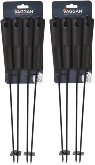 VAGGAN BBQ spiezen - 8x stuks - metaal - 44 cm - vleespennen voor vlees - barbecue accessoires