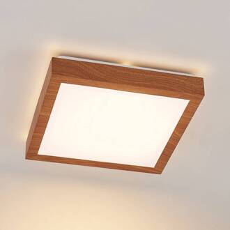 Vaino LED plafondlamp, hoekig, 27 cm licht hout, wit