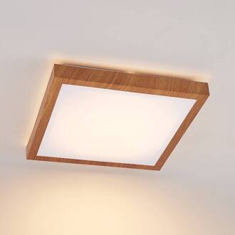 Vaino LED plafondlamp, hoekig, 37,5 cm licht hout, wit