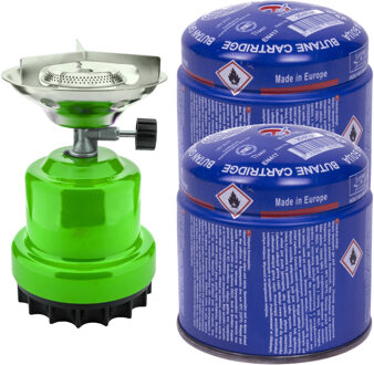 Vakantie kook set - camping kookstel 1 pit - incl. 2x gas navulling - priktank - 190 gram