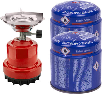 Vakantie kook set - camping kookstel 1 pit - incl. 2x gas navulling - priktank - 190 gram