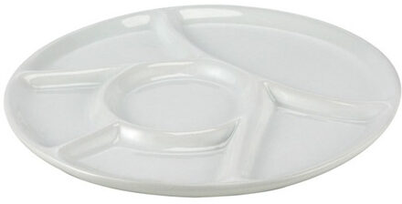 Vakjesbord - 12x stuks - wit - 23 cm - 6 vakjes - fondue/gourmet/bbq bord - vakjesborden
