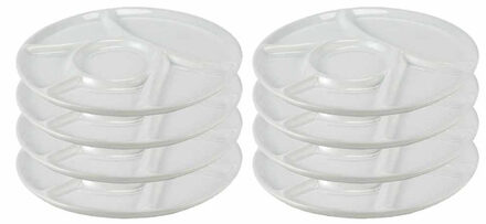 Vakjesbord - 8x - wit - 23 cm - 6 vakjes - fondue/gourmet/bbq bord - vakjesborden