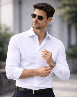 Val d' Aosta-wit semi-spread overhemd | Italiaanse elegantie - 44