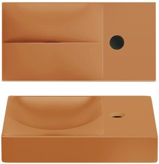 Vale Fontein Met Kraangat Rechts Met Geïntegreerde Afvoer Mat Italiaans Zand Keramiek 38 cm Clou