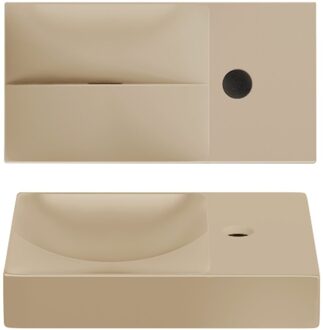 Vale Fontein Met Kraangat Rechts Met Geïntegreerde Afvoer Mat Mosterd Keramiek 38 cm Clou