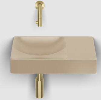 Vale Fontein Met Voorbewerkt Kraangat Rechts Met Geintegreerde Afvoer Mat Mosterd Keramiek 38 cm Clou