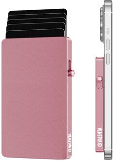 Valenta Card Wallet Aluminium MagSafe Luxe rose pasjeshouder Roze - H 9 x B 6.2 x D 0.8 cm