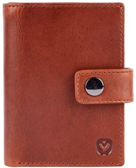 Valenta Card Wallet Leather MagSafe Luxe cognac pasjeshouder - H 9 x B 6.2 x D 0.8 cm