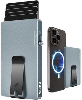 Valenta Cardprotector Aluminium Magsafe with Money Clip grey portemonnee Grijs - H 10 x B 6.2 x D 1.2 cm